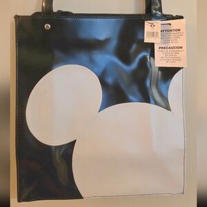 Walt Disney Vintage 1990s Black & White Colorblock Tote Bag W/Iconic Mickey